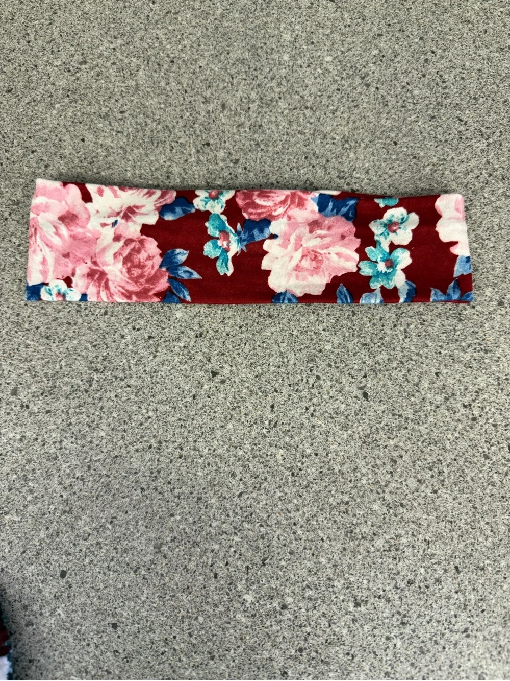 Floral Stretch Headband in Burgundy and Pink